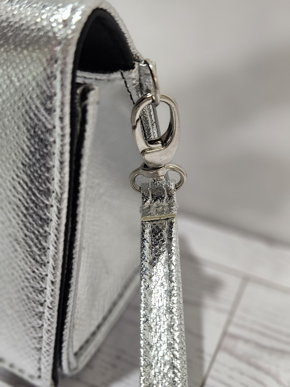 Metallic Silver Women's Clutch Wristlet - Picture 3 of 7